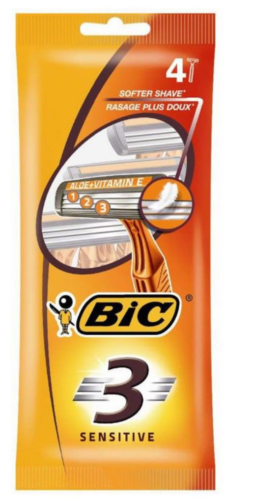 BIC RASOIR 3 LAMES 4PCS SENSITIVE JETABLE