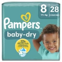 PAMPERS COUCHE BABY-DRY TAILLE 8 (17+ KG) - 28 COUCHES