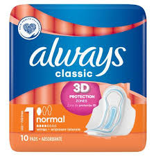 ALWAYS SERVIETTES HYGIENIQUES 3 ACTION CLASSIC 10PC NORMAL AVEC AILES TAILLE 1 - Blaiche
