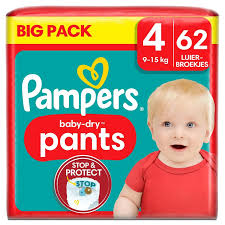 PAMPERS COUCHE BABY-DRY PANTS TAILLE 4 (9-15KG) 62 COUCHES