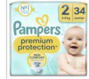 PAMPERS COUCHE PREMIUM PROTECTION TAILLE 2 (4-8KG) - 34 COUCHES - Blaiche