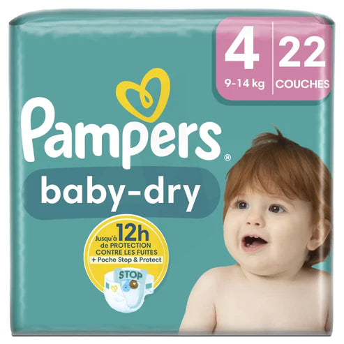 Pack 7 x 22 Couches Pampers Taille 4 – 154 Couches – Baby-Dry