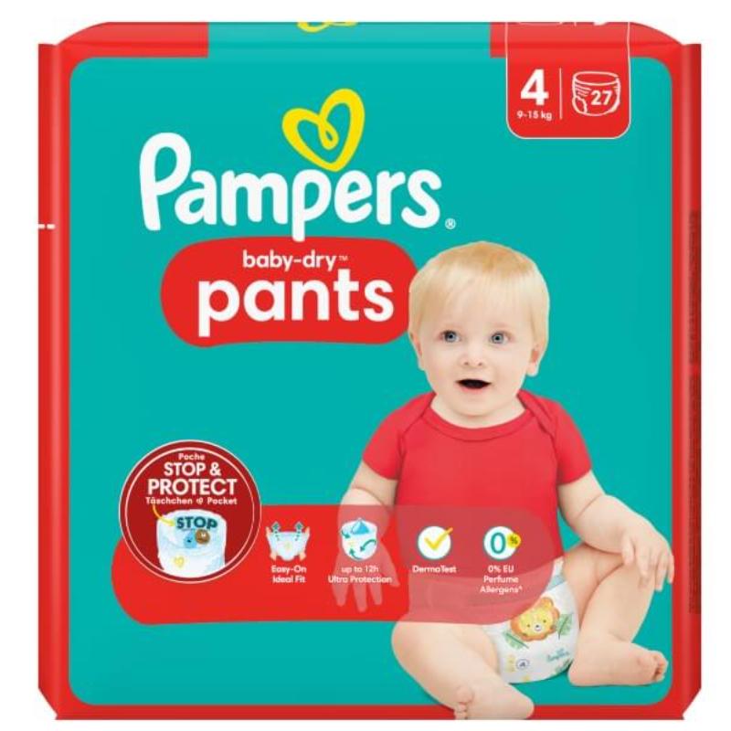PAMPERS COUCHE BABY-DRY PANTS TAILLE 4 (9-15KG) 27 COUCHES