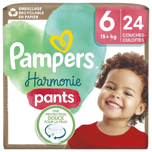 PAMPERS COUCHES BÉBÉ HARMONIE PANTS -TAILLE 6 - 24 COUCHES ( 15+ KG )