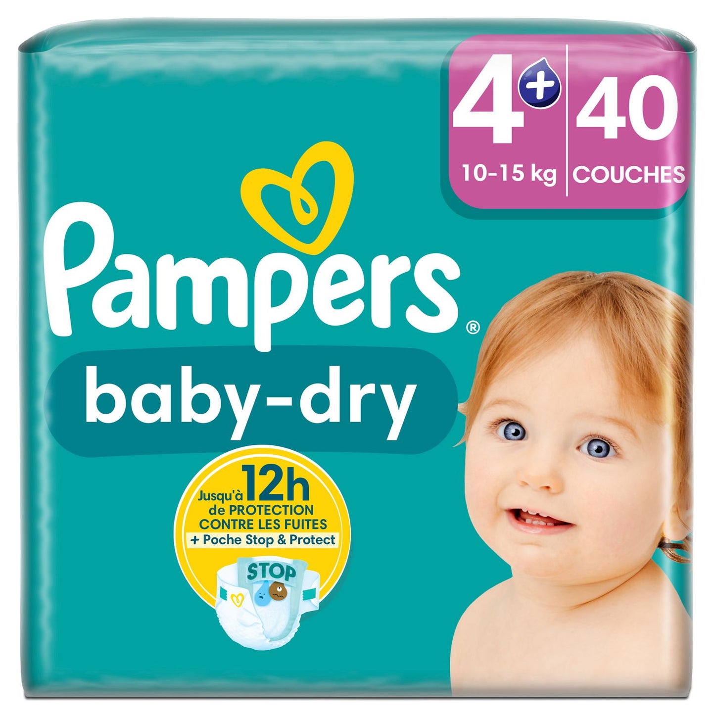 Pack 4 x 40 Couches Pampers Taille 4+ – 160 Couches – Baby-Dry Extra