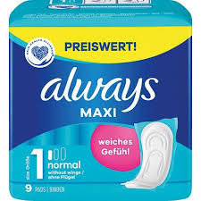ALWAYS SERVIETTES HYGIENIQUES MAXI CLASSIC 9 PCS NORMAL SANS AILES TAILLE 1 - Blaiche