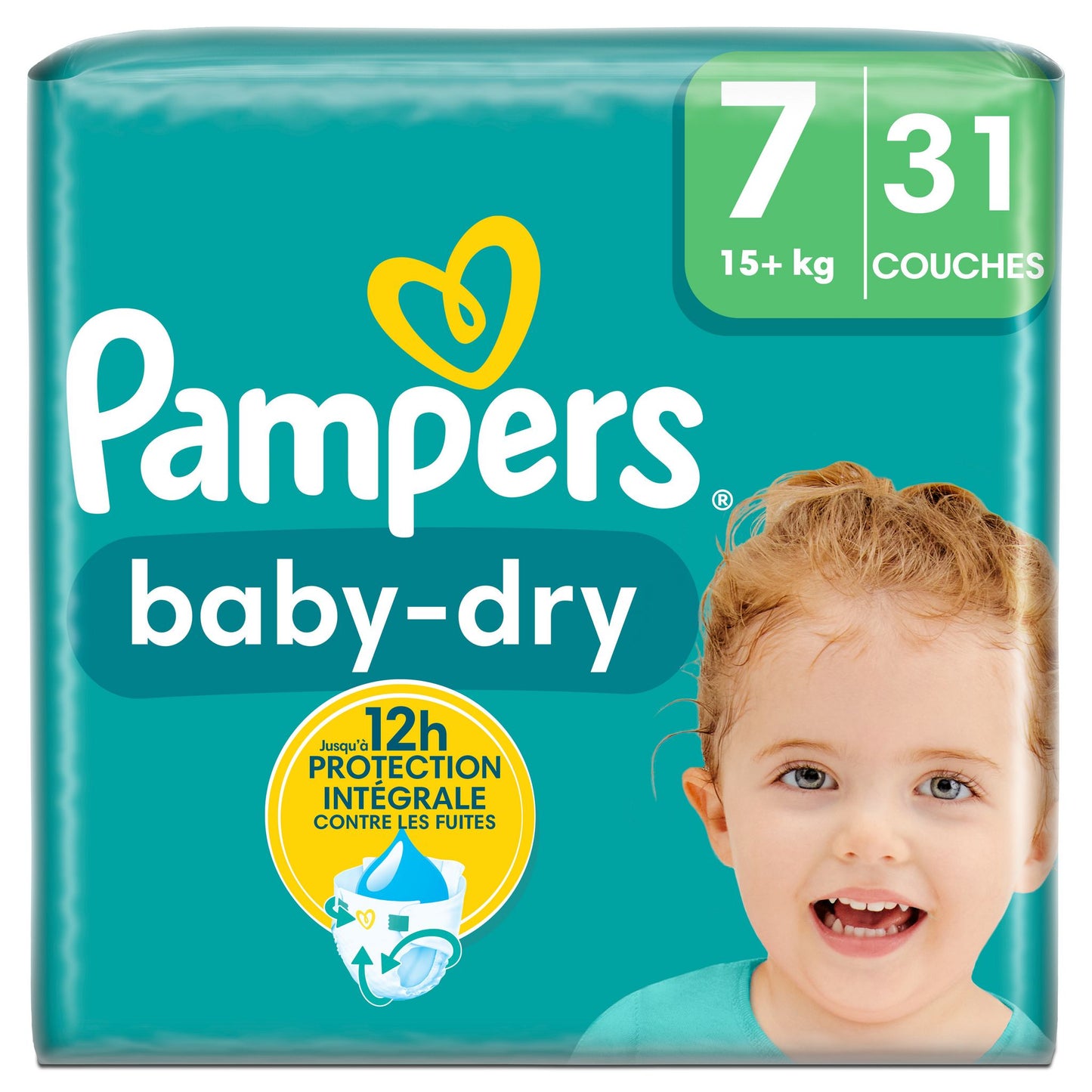 PAMPERS COUCHE BABY-DRY TAILLE 7 (15+ KG) - 31 COUCHES
