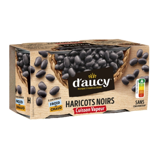 Haricot Noirs Cuisson Vapeur D'AUCY — les 2 boîtes de 130g — Lot de 3