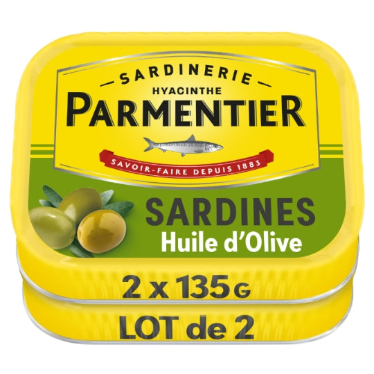 Sardines à l'Huile d'Olive PARMENTIER — les 2 boites de 135 g — Lot de 3