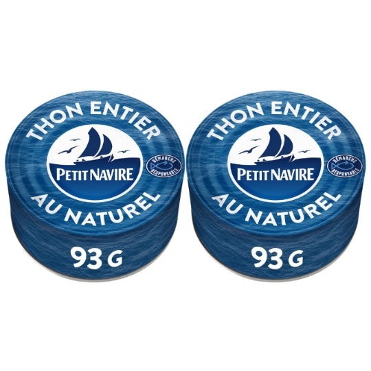 Thon Entier au Naturel PETIT NAVIRE — les 2 boîtes de 93g — Lot de 3
