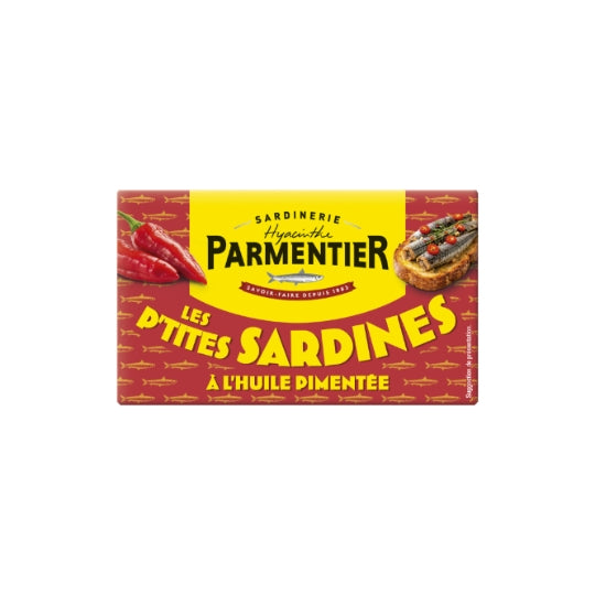 Sardines A l'Huile Pimentée PARMENTIER — la boîte de 90g — Lot de 3