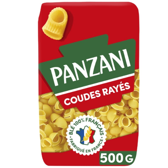 Pâtes coudes rayés PANZANI — le paquet de 500g — Lot de 3