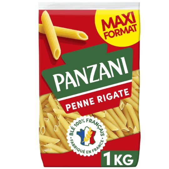 Pâtes penne rigate PANZANI — le paquet de 1kg — Lot de 3