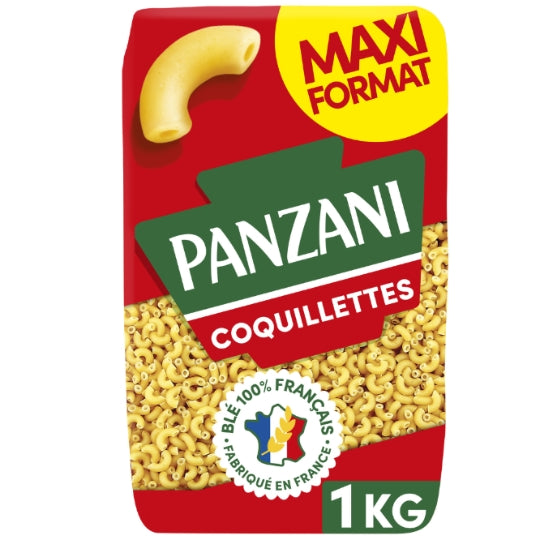 Pâtes coquillettes PANZANI — le paquet de 1kg — Lot de 3