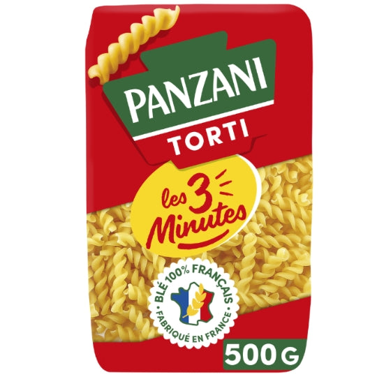 Pâtes torti les 3 minutes PANZANI — le paquet de 500g — Lot de 3