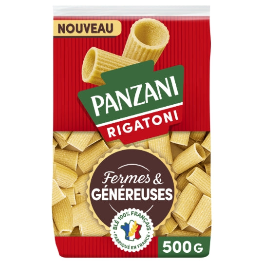 Pâtes Rigatoni Fermes et Généreuses PANZANI — le paquet de 500g — Lot de 3