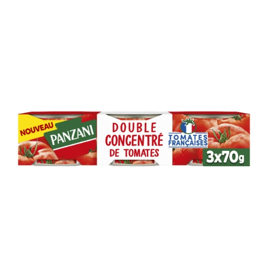 Double Concentré De Tomates PANZANI — le lot de 3x70g — Lot de 3