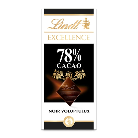 Tablette de Chocolat Noir 78% LINDT — La tablette de 100g — Lot de 3