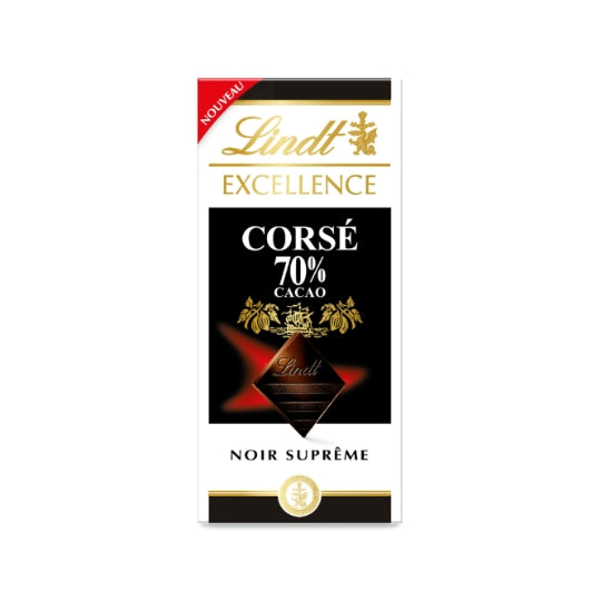 Tablette de Chocolat Noir Excellence 70% LINDT — La tablette de 100g — Lot de 3