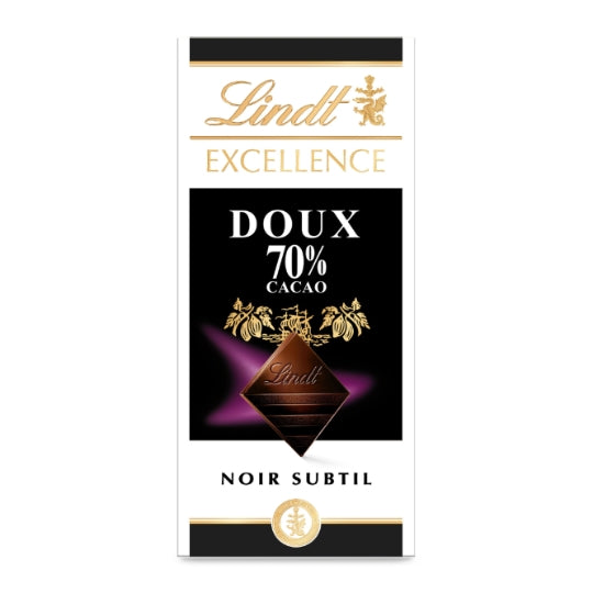Tablette de Chocolat Noir Excellence 70% LINDT — La tablette de 100g — Lot de 3