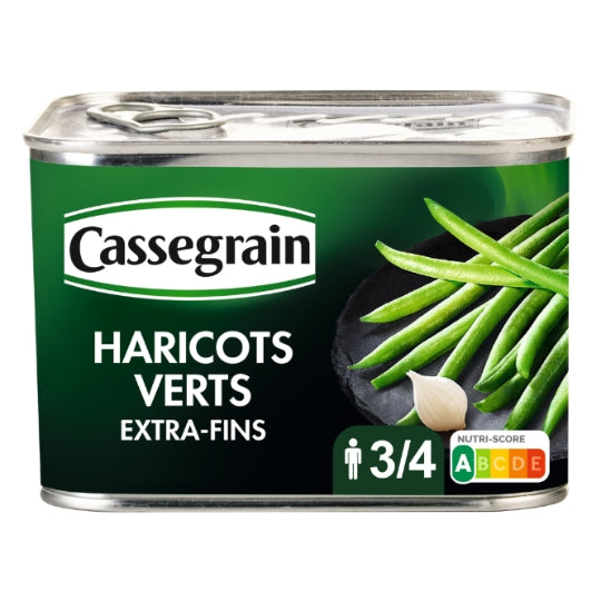 Haricots verts extra-fins cueillis main CASSEGRAIN — la boîte de 390g — Lot de 3