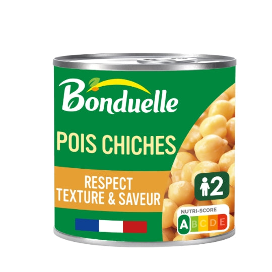 Pois chiches cuits dans très peu de jus BONDUELLE — la boîte de 265g — Lot de 3