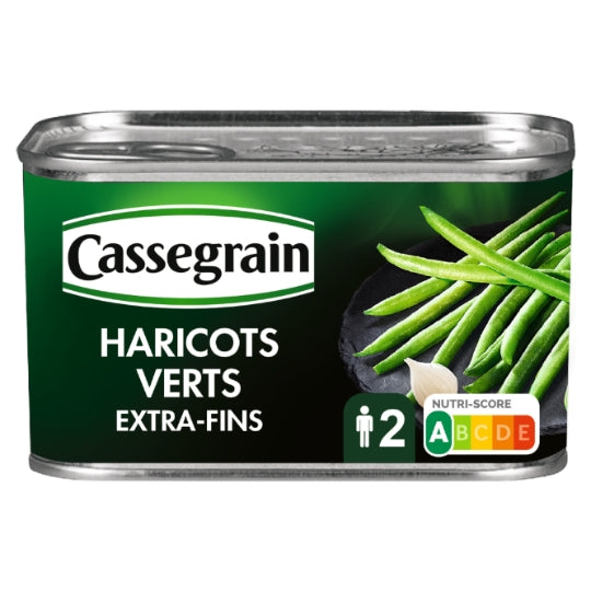 Haricots Verts Extra Fins CASSEGRAIN — la boîte de 220g — Lot de 3