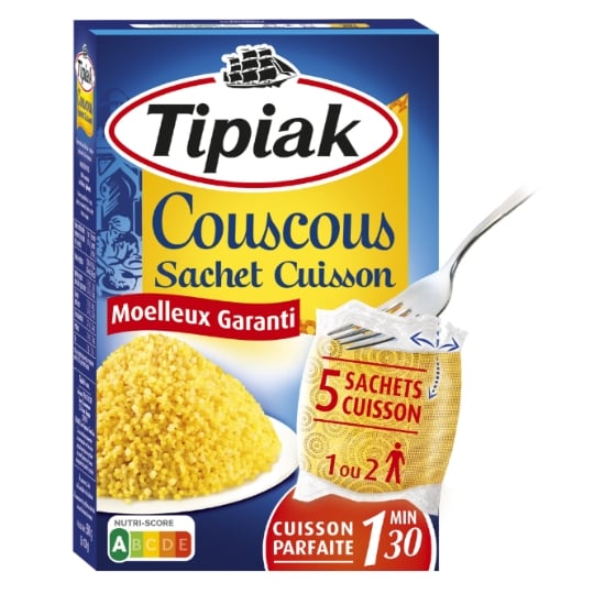 Couscous Sachet Cuisson TIPIAK — les 5 sachets de 100 g — Lot de 3