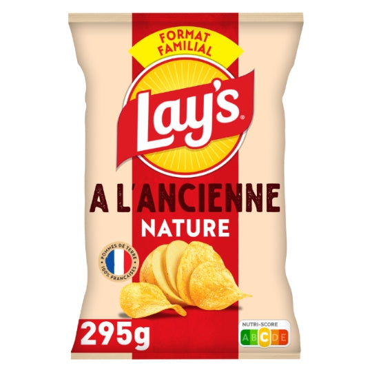 Chips à l'ancienne Nature Format Familial LAY'S — le sachet de 295g — Lot de 3