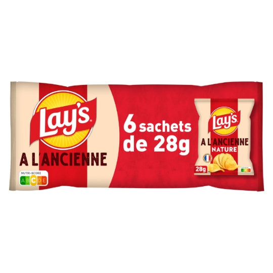 Chips à l'ancienne Nature LAY'S — les 6 sachets de 28g — Lot de 3