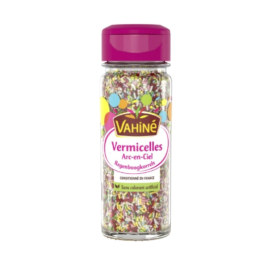 Décors pour Pâtisserie Vermicelles Arc-en-Ciel VAHINE — le flacon de 65 g — Lot de 3