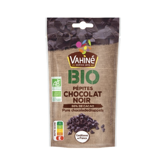 Pépites de Chocolat Noir Bio VAHINE — le sachet de 100g — Lot de 3