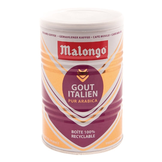 Café Moulu Goût Italien Pur Arabica MALONGO — la boite de 250 g — Lot de 3