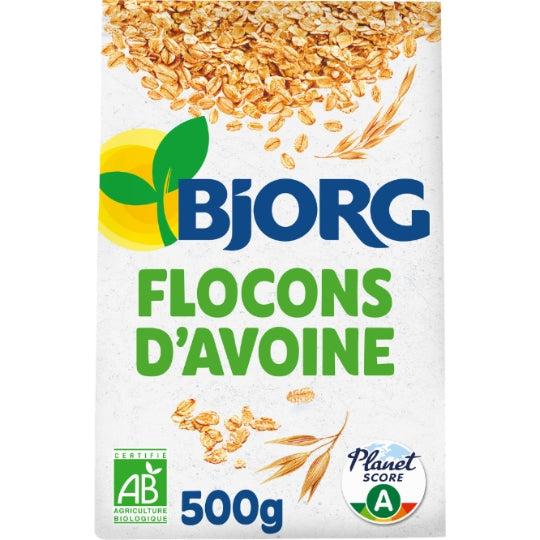 Flocons d'Avoine Céréale Complète Nature Bio BJORG — Le paquet de 500g — Lot de 3
