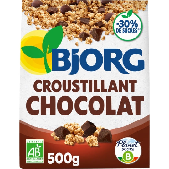 Muesli Croustillant Chocolat Bio BJORG — La boite de 500g — Lot de 3