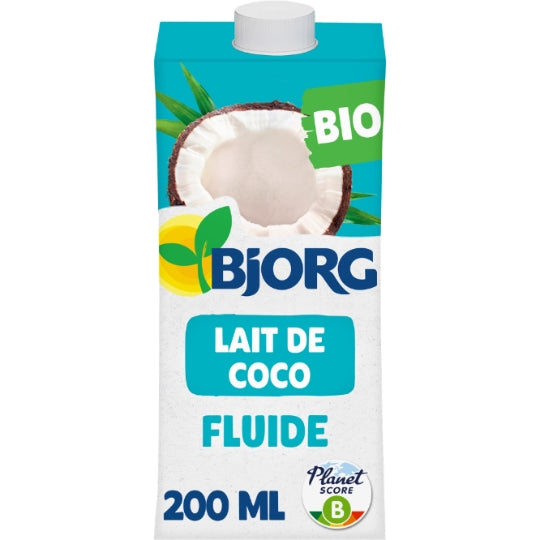 Aide Culinaire Lait de Coco Fluide Bio BJORG — La brique de 20 cL — Lot de 3