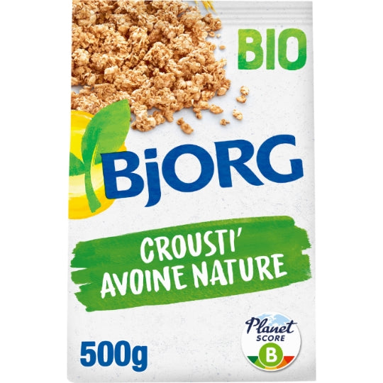 Muesli Crousti Avoine Nature Bio BJORG — Le paquet de 500g — Lot de 3
