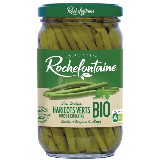 Haricots verts bio extra fins ROCHEFONTAINE — le bocal de 180 g net égoutté — Lot de 3