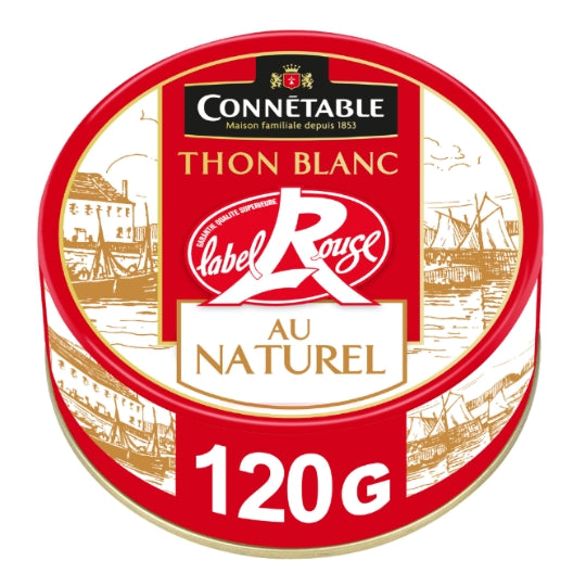 Thon Entier Blanc au Naturel Label Rouge CONNETABLE — la boite de 120 g net égoutté — Lot de 3