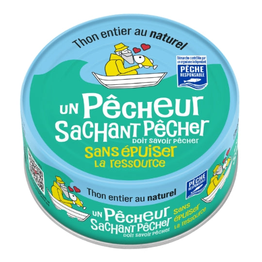 Thon Entier au Naturel UN PECHEUR SACHANT PECHER — la boite de 140g — Lot de 3