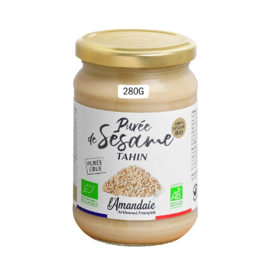 Pâte à Tartiner Purée de sésame tahin crue BIO L'AMANDAIE — le pot de 280g — Lot de 3