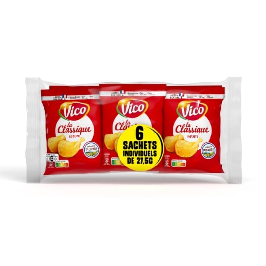 Chips La Classique Multipack Nature VICO — les 6 sachets de 27,5g — Lot de 3
