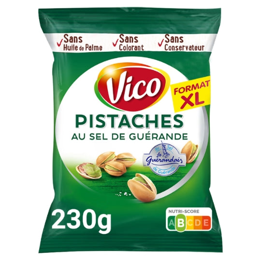 Pistaches au Sel de Guérande VICO — le paquet de 230g — Lot de 3