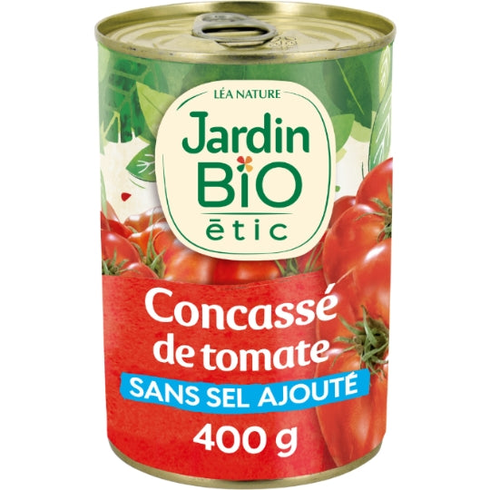 Concassé de tomates pelées sans sel ajouté Bio JARDIN BIO ETIC — le pot de 400g — Lot de 3