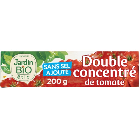Double concentré de tomate sans sel ajouté Bio JARDIN BIO ETIC — le tube de 200g — Lot de 3
