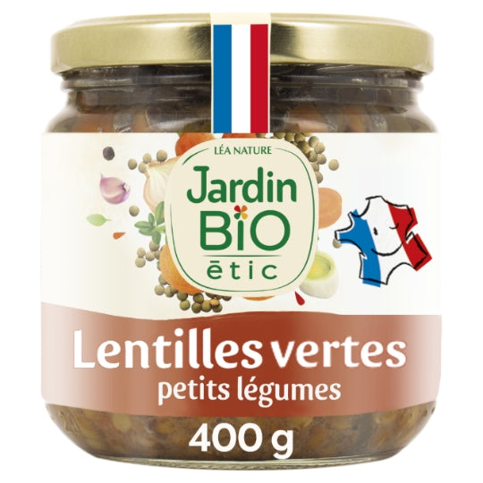 Lentilles aux petits légumes Bio JARDIN BIO ETIC — le bocal de 400g — Lot de 3