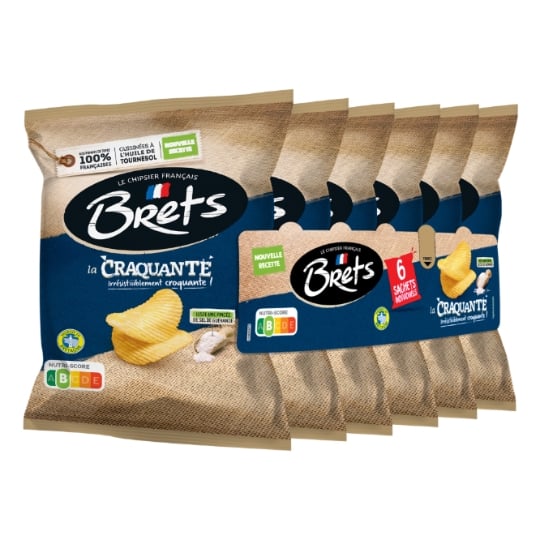 Chips nature la craquante BRETS — les 6 sachets de 25g — Lot de 3