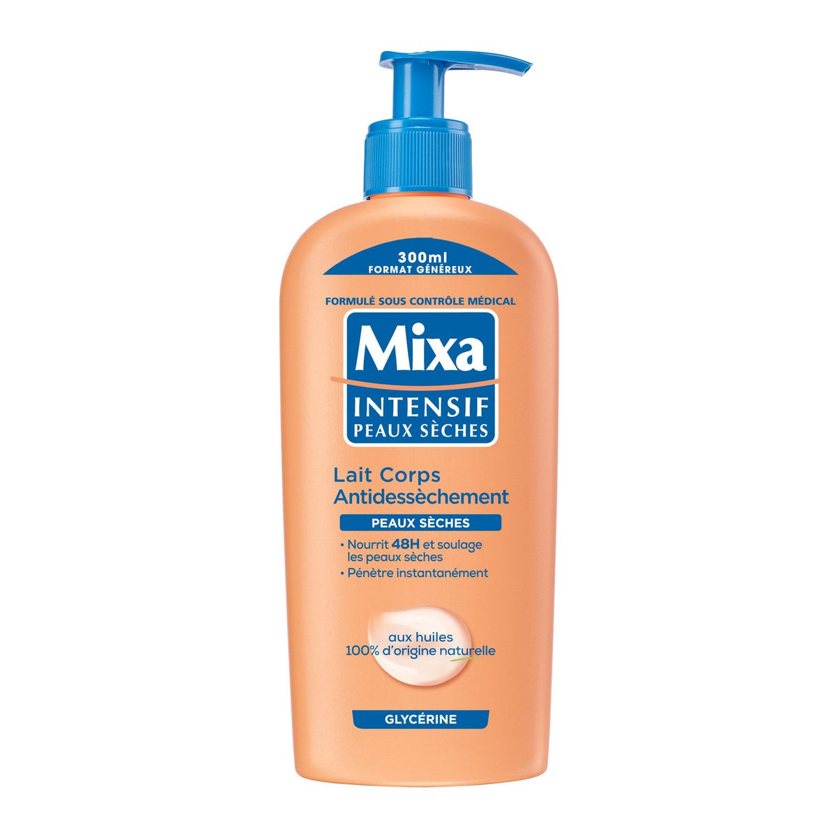Lait Corps Peau Sèche Anti Dessèchement Hydratation 48h Huiles 100% d'Origine Naturelle MIXA