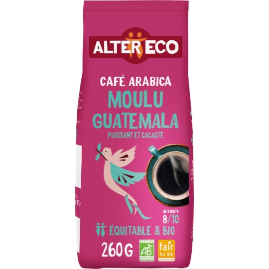 Café Moulu bio Guatemala Pur arabica ALTER ECO — Le paquet de 260g — Lot de 3