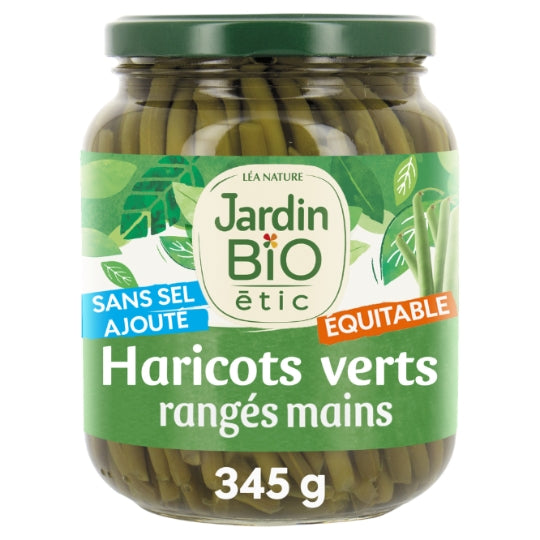 Haricots verts sans sel ajouté Bio JARDIN BIO ETIC — le bocal de 345g — Lot de 3